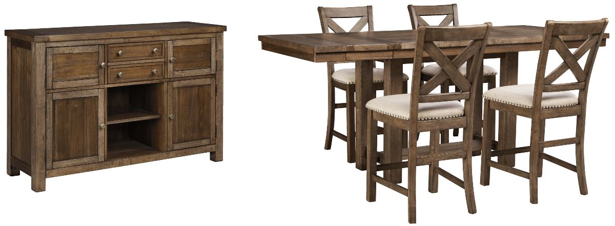 Signature Design by Ashley® Moriville 6-Piece Grayish Brown Counter Height Dining Set