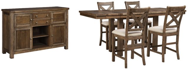 Signature Design by Ashley® Moriville 6-Piece Grayish Brown Counter Height Dining Set-0
