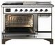 Ilve® Majestic III 48" White Pro Style Dual Fuel Liquid Propane Range with Solid Door and Burnished Trim-3