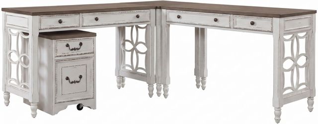 Liberty Furniture Magnolia Manor 4-Piece Antique White/Weathered Bark Optional L-Shaped Desk Set-0