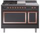 Ilve® Nostalgie II Noblesse 48'' Graphite Matte Pro Style Dual Fuel Range with Copper Trim-0