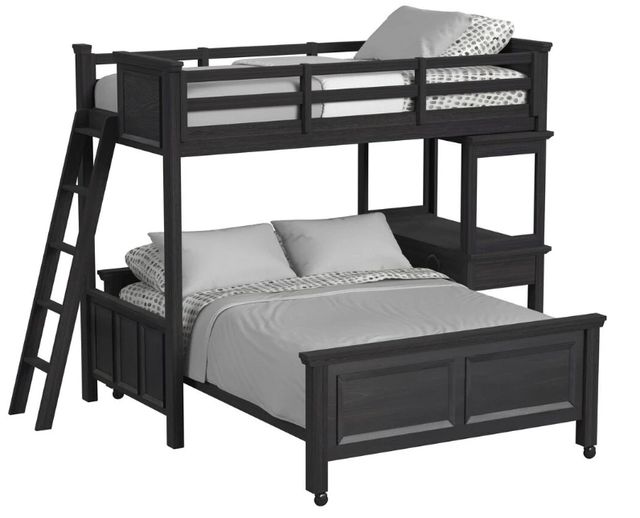 Elements International Hampton Kids Charcoal Twin/Full Youth Loft Bed with Ladder and Desk-0