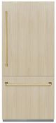 ZLINE Autograph Edition 36" 19.8 Cu. Ft. Panel Ready Built-In Bottom Freezer Refrigerator with Graphite Gray Interior and Polished Gold Accents-0