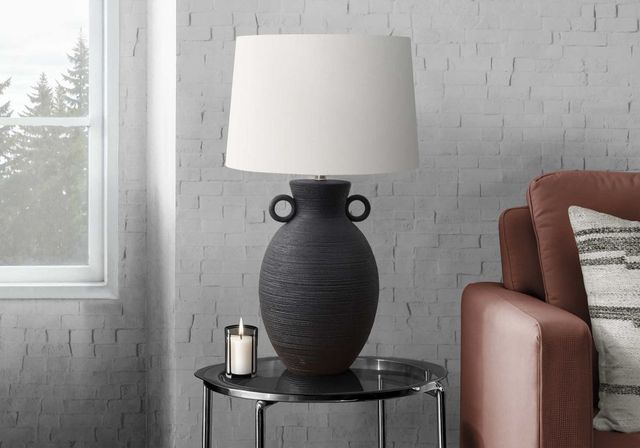 Monarch Specialties Inc. Black Ceramic Table Lamp with Ivory Shade-2