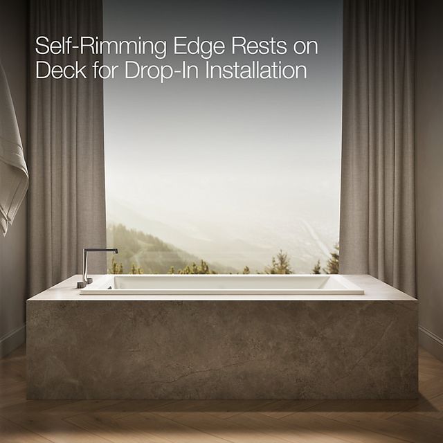 KOHLER® Underscore® Biscuit 66" x 32" Drop-In Heated Whirlpool Bath-3