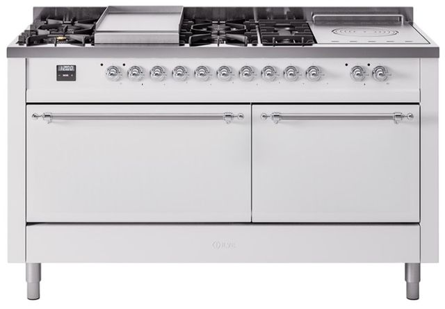 Ilve® Nostalgie II Series 60" White Pro Style Dual Fuel Range-0