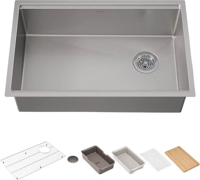KOHLER® Strive® Stainless Steel 29" Undermount Single-Bowl Workstation Kitchen Sink-0