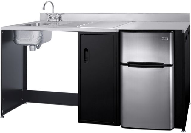 Summit® 72" Black/Stainless Steel Barrier-Free All-In-One Kitchenette-2
