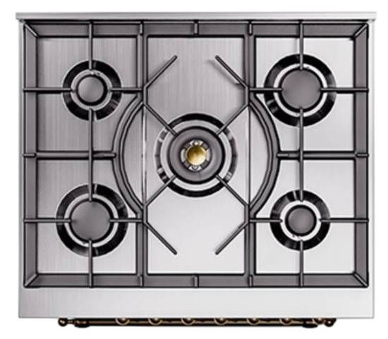 Ilve® Nostalgie II Noblesse 30'' Custom RAL Color Liquid Gas Pro Style Dual Fuel Range with Burnished Trim-2