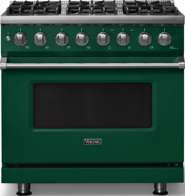 Viking® 5 Series 36" Ivy Pro Style Dual Fuel (LP) Range with Polished Chrome Trim-0