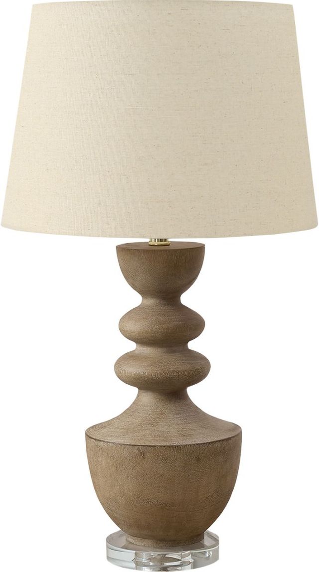 Monarch Specialties Inc. Brown Resin Table Lamp with Beige Shade-0