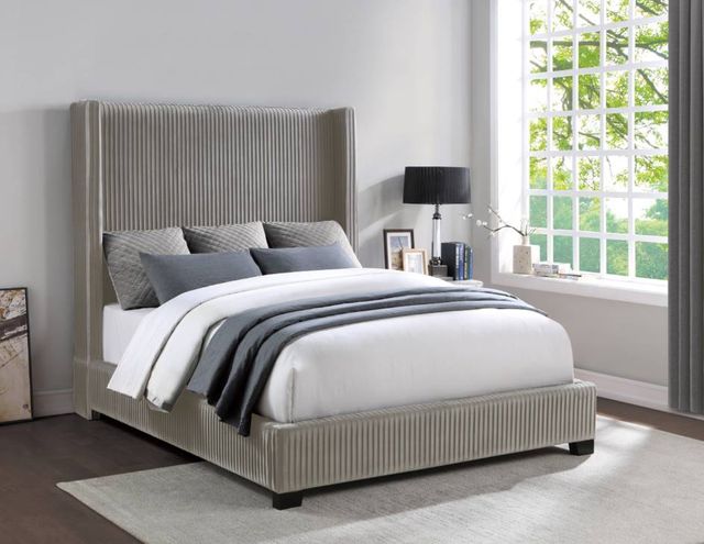 Mazin Furniture Glenbury Taupe Queen Upholstered Panel Bed-2