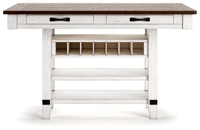 Signature Design by Ashley® Valebeck Brown Counter Height Dining Table with White Pedestal-1