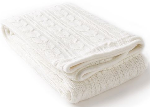 Surya Tucker Ivory 50"x60" Throw Blanket-1