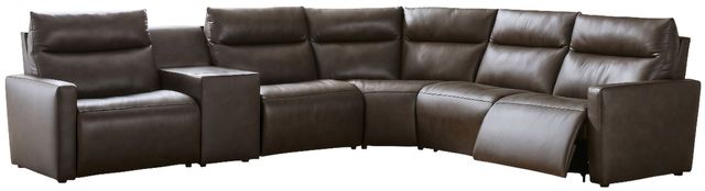Benchcraft® ModZ 6-Piece Chocolate Power Reclining Modular Sectional with Audio Console-0