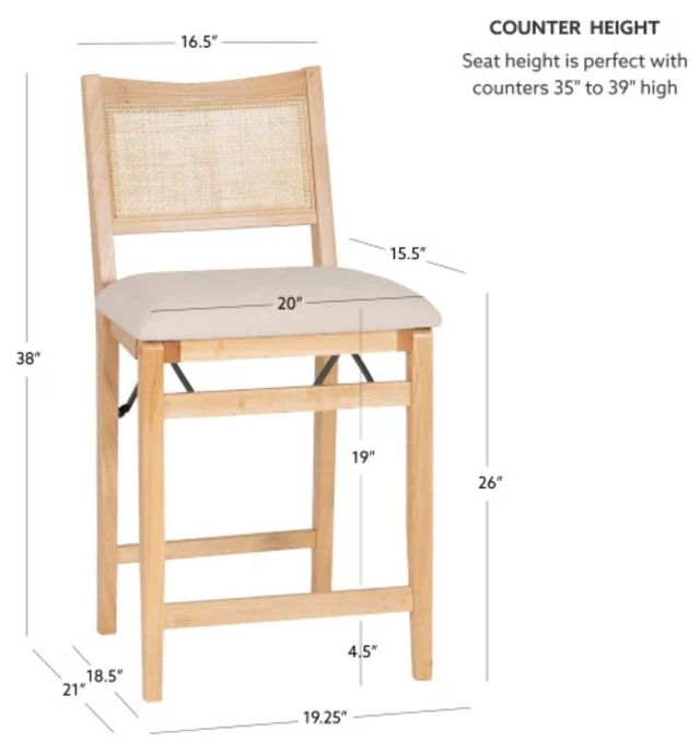 Powell® Beaux Natural Folding Counter Stool-2