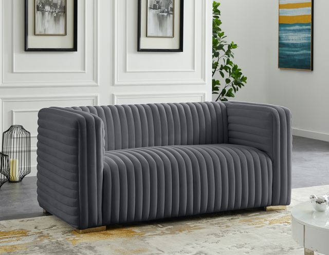 Meridian Furniture Ravish Grey Velvet Loveseat-1