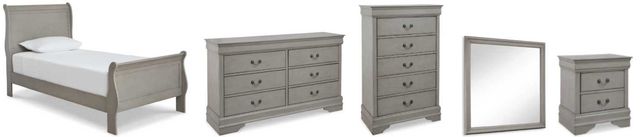 Signature Design by Ashley® Kordasky 5-Piece Gray Twin Sleigh Bed Set-0