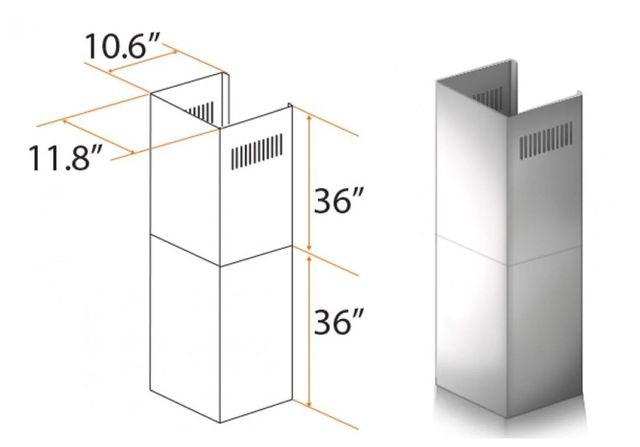 ZLINE 36" Stainless Steel Chimney Extension-2