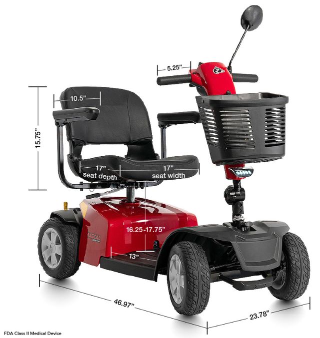 Mega Motion Rascal® Conquest Black/Red 4-Wheel Mobility Scooter-1