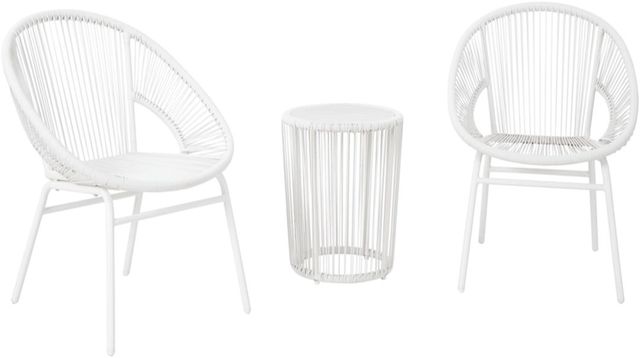 Signature Design by Ashley® Mandarin Cape 3-Piece White Outdoor Table and Chairs Set-0