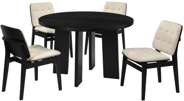 Coaster® Strouse 5-Piece Black/Cream Round Dining Table Set-0