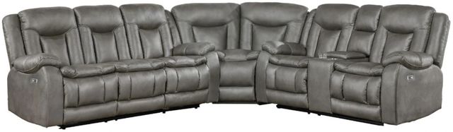 New Classic® Home Furnishings Morello 3-Piece Gray Power Reclining Curved Sectional-0