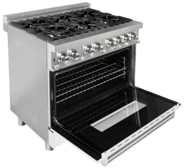 ZLINE 36" Stainless Steel Pro Style Dual Fuel Range with White Matte Door-1