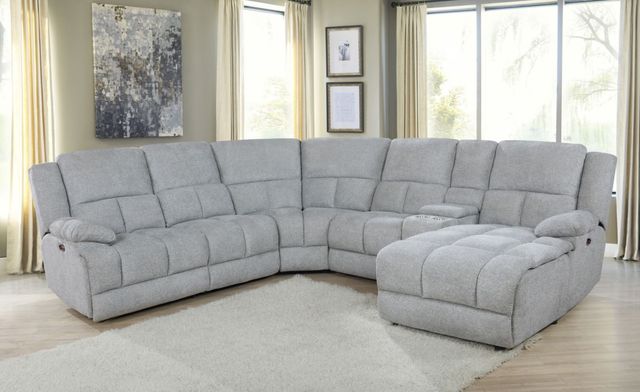Coaster® Belize Grey 6-Piece Pillow Top Arm Power Sectional -2