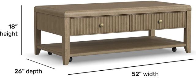 Flexsteel® Reed Glass Top Rectangular Coffee Table with Driftwood Oak Base-4