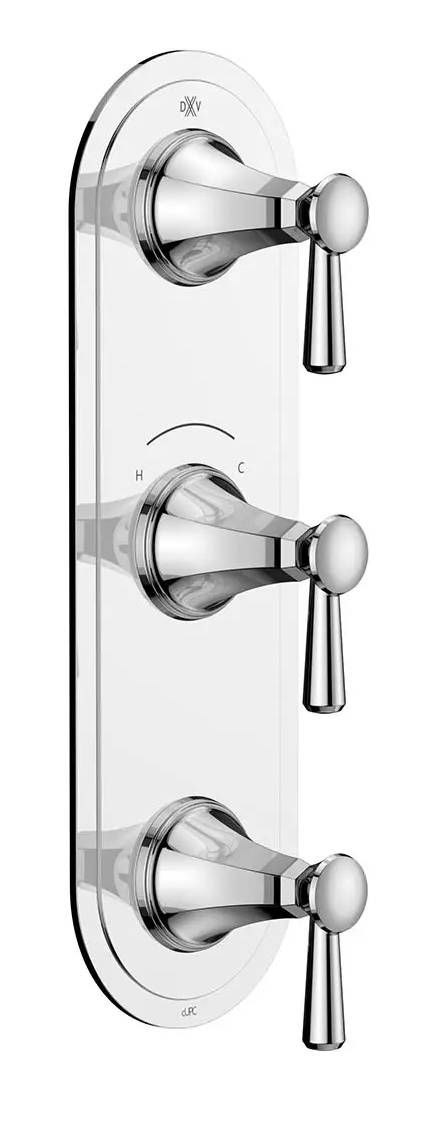 DXV Fitzgerald Polished Chrome 3-Handle Thermostatic Valve Trim Only with Lever Handles-0