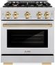 ZLINE Select Autograph Edition 30" Stainless Steel Convection Pro Style Gas Range with Polished Gold Accents-0