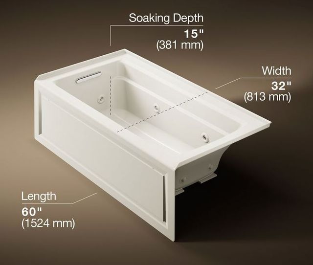 KOHLER® Archer® Biscuit 60" x 32" Alcove Whirlpool Bath - Left Drain-2