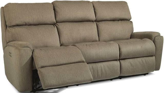 Flexsteel® Rio Pewter Power Reclining Sofa with Power Headrests-2