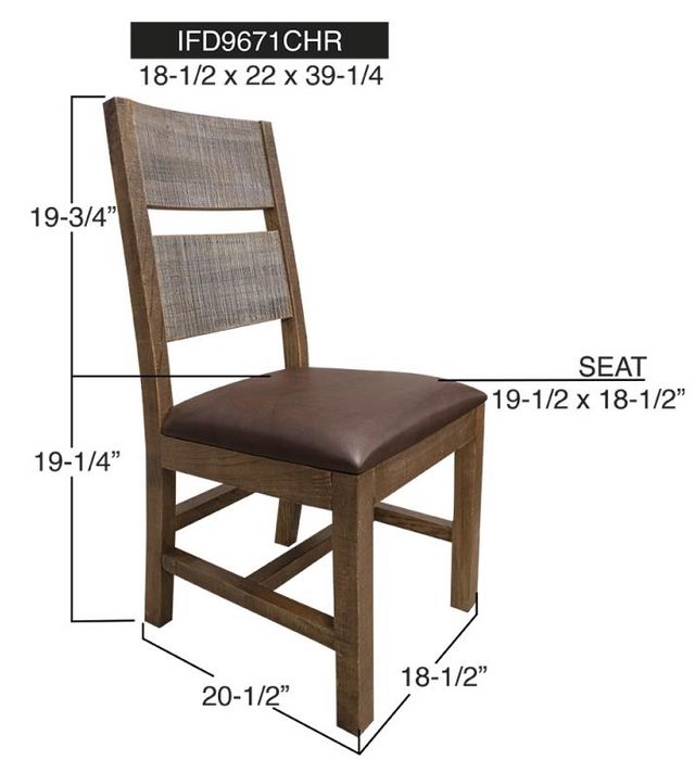 International Furniture Direct Antique 2-Piece Brown Side Chair Set-3