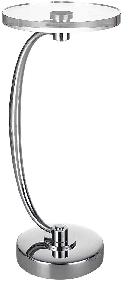 Uttermost® Waveney Crystal Top Drink Table with Polished Nickel Base-0