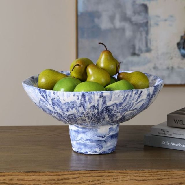 Uttermost® Indigo Blue/Ivory Pedestal Bowl-2