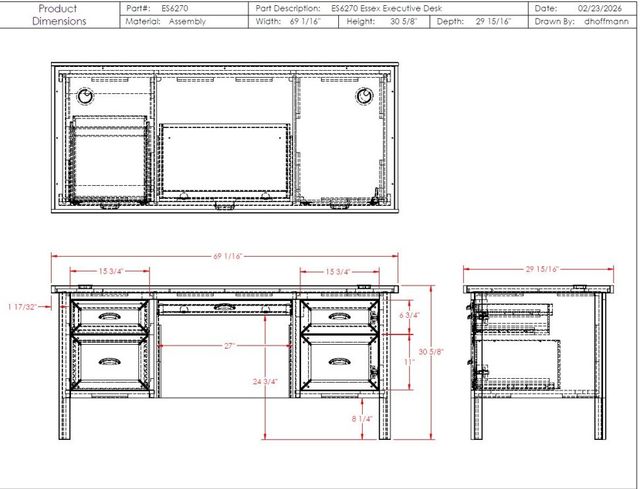 Legends Home Essex Seal Skin/Whiskey Executive Desk-2
