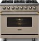 Viking® 5 Series 36" Nantucket Pro Style Dual Fuel (NG) Range with Brushed Brass Trim-2