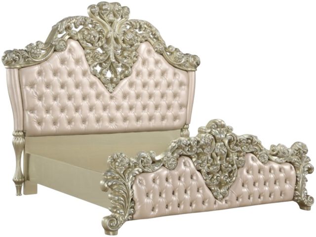 ACME Furniture Vatican Champagne Silver/Light Gold Eastern King Upholstered Panel Bed-0