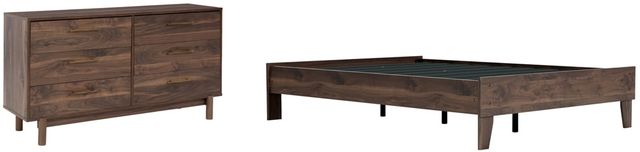 Signature Design by Ashley® Calverson 2-Piece Mocha Full Platform Bed Set-0