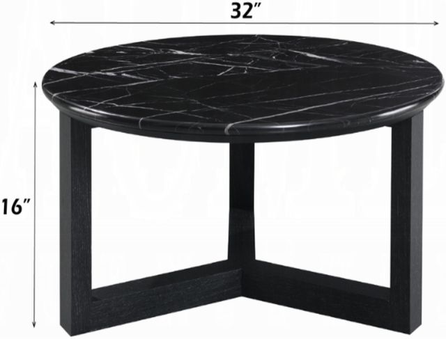 ACME Furniture Dara Marble Top 32" Coffee Table with Black Base-3