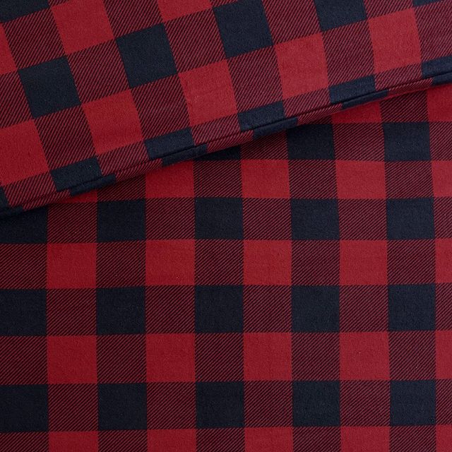 Olliix by Woolrich Black and Red King/California King Flannel Check Print Cotton Duvet Cover Set-3