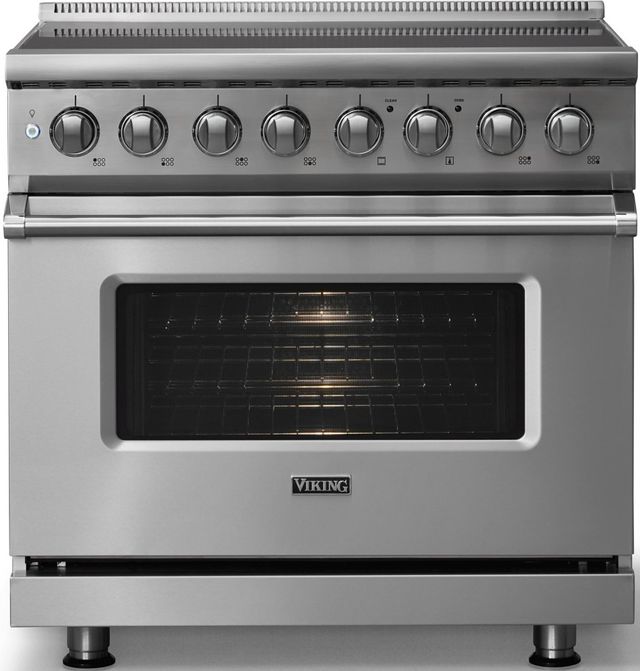 Viking® 5 Series 36" Stainless Steel Pro Style Induction Range with Polished Chrome Trim-3
