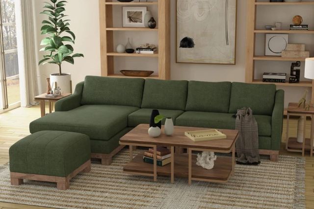 International Furniture Direct Samba Olive Ottoman-1