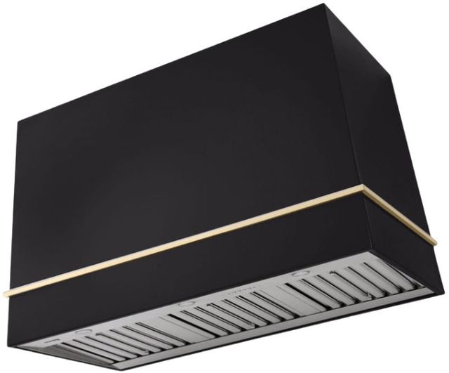 AGA Loge 48" Matte Black Wall Mounted Range Hood  with Polished Brass Trim-0