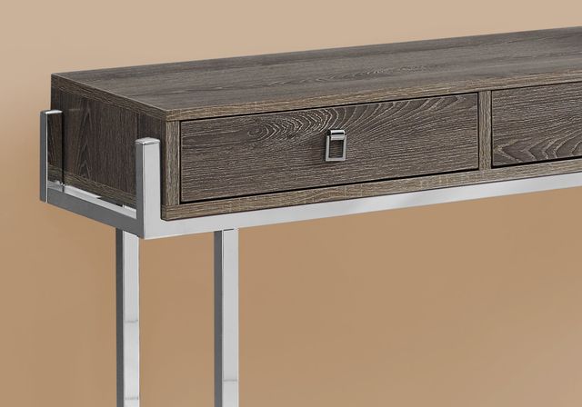 Monarch Specialties Inc. Dark Taupe 48"L Console Table with Chrome Metal Base-2