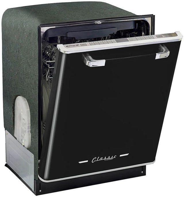 Unique® Appliances Classic Retro 24" Midnight Black Built In Dishwasher-3