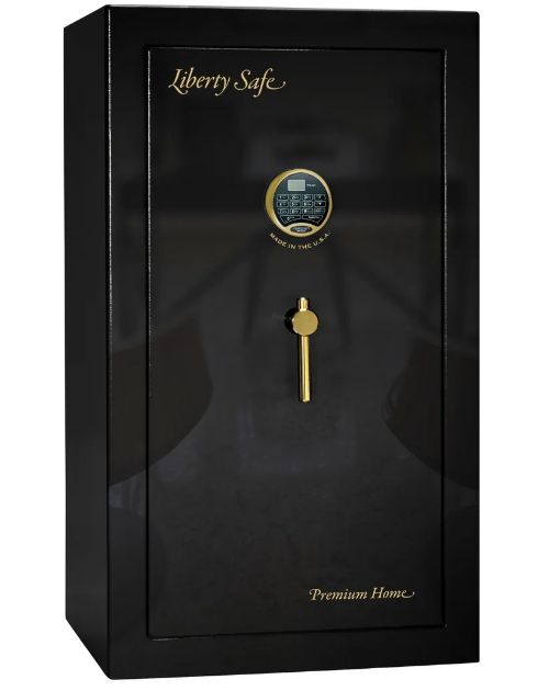 Liberty Safe Premium Home Black Gloss Brass 12 Gun Safe-0