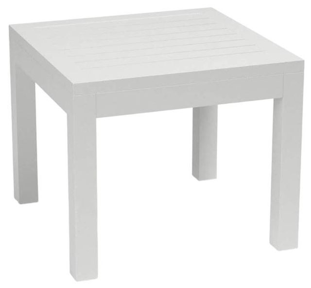 Sunset West Naples Satin White Metal Outdoor End Table-0